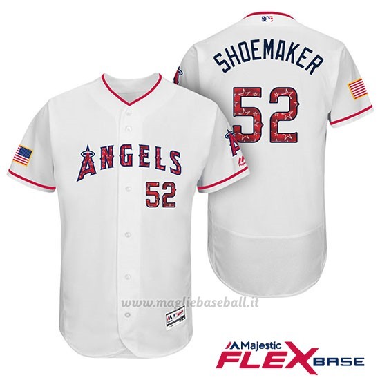 Maglia Baseball Uomo Los Angeles Angels 2017 Estrellas y Rayas Matt Shoemaker Bianco Flex Base